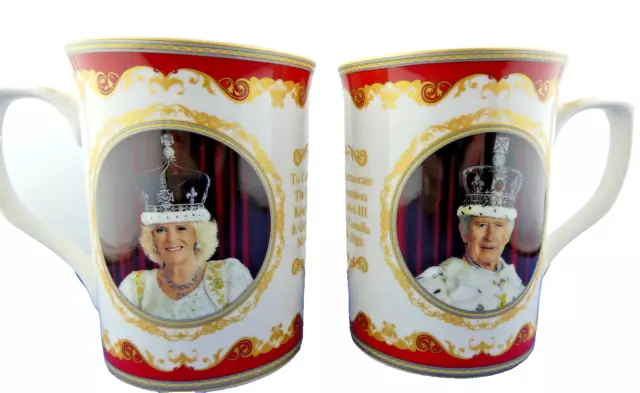 King Charles III & Queen Camilla Mug Fine China frm Royal Heritage Free Ship NEW