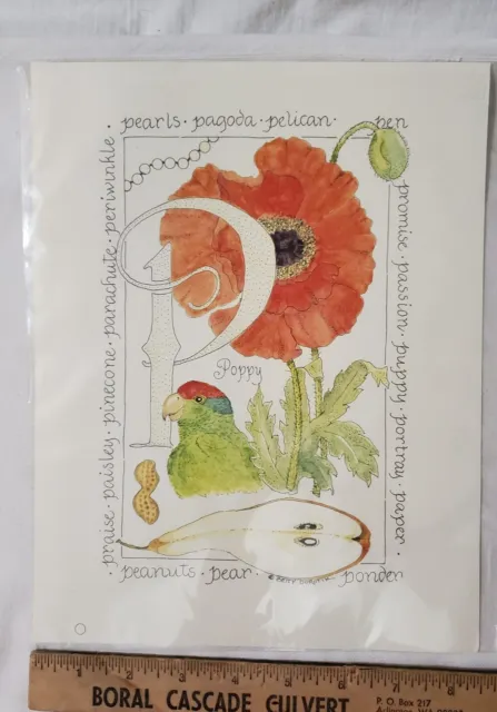 Original Poppy Print  Artist Signed Betty Dorotik Print   11" x  8.5"▪︎