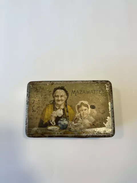 Vintage Tin Litho Mazawattee Tea "Old Folks at Home" Box With Hinged Lid British