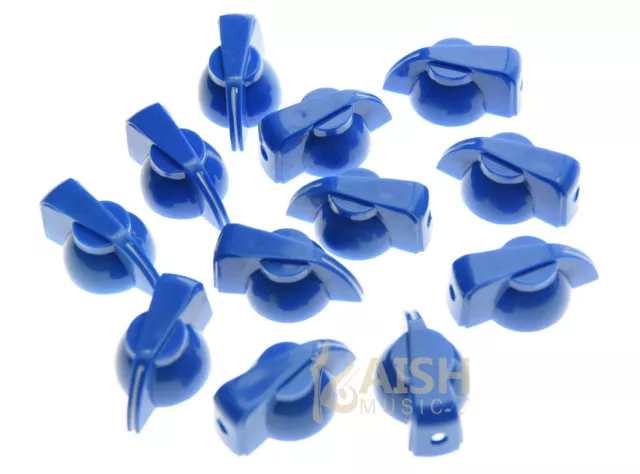 12 Pcs Blue Chicken Head Knob 1/4" Guitar Amp Effect Pedal Knobs w/ Brass Insert