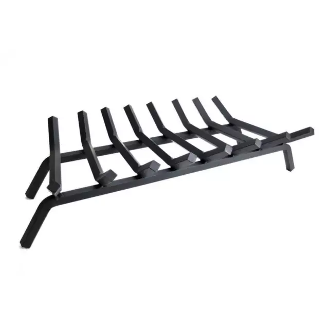 Pleasant Hearth Fireplace Grate 8-Bar 30" x 15.5" x 7.68" Solid Steel Rods Black
