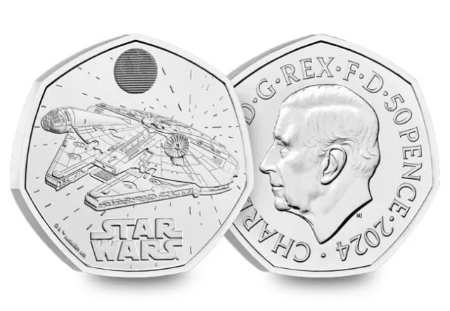 Brand New 2024 50p Coin Star Wars Millennium Falcon BUNC Change Checker BU