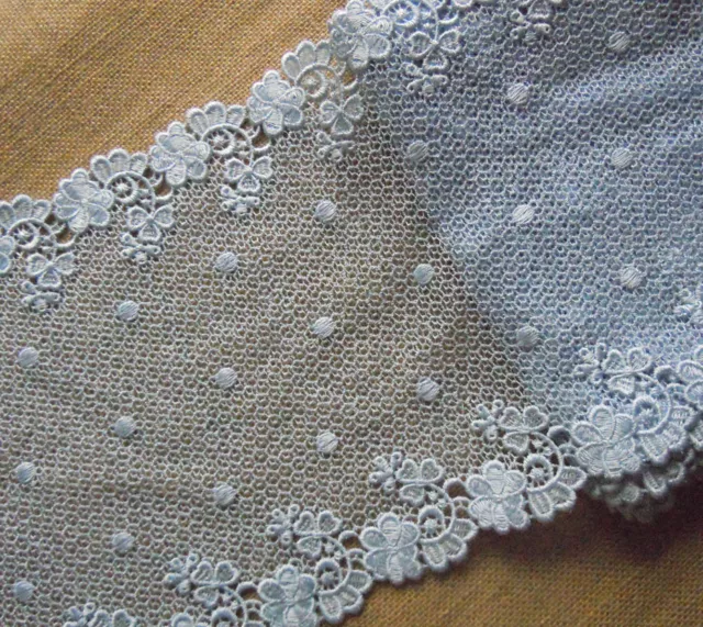 1.5 Yard 9.5'' Wide Rayon Venise Vintage Floral Lace Trim Baby Blue 1048