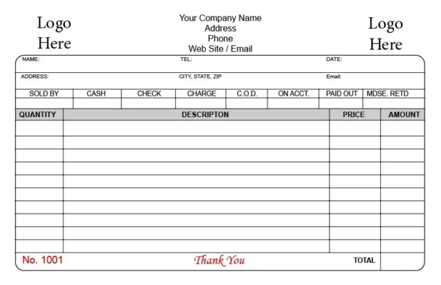 TWO Custom 3 part Receipt Book Personalized , your logo, info, numbers, & cover.