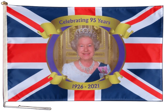 QUEEN ELIZABETH II 95th Flag 3'x2' With Rope and Toggle - ONE ONLY £19. ...