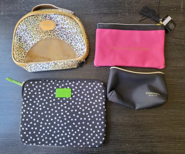CHANEL BEAUTE COSMETIC makeup bag pouch Lot Of 4 Kate Spade Heidi's  Danielle New $30.00 - PicClick