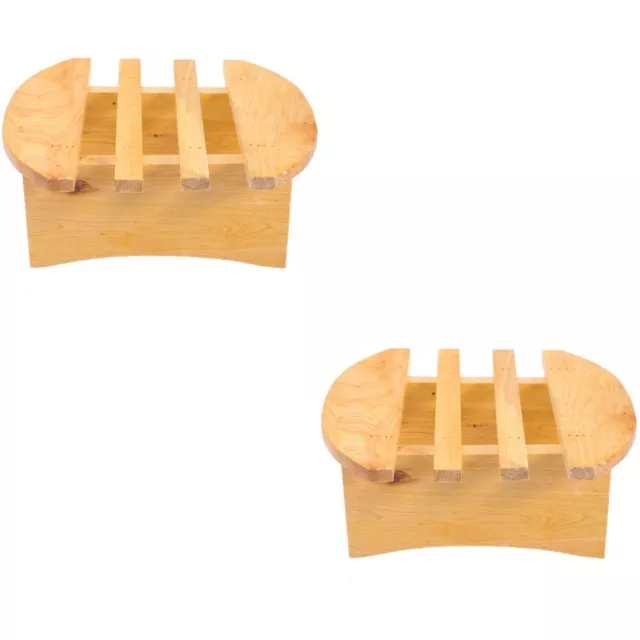 Paquete de 2 taburetes de madera para oficina en miniatura taburetes para pies maceta pequeña