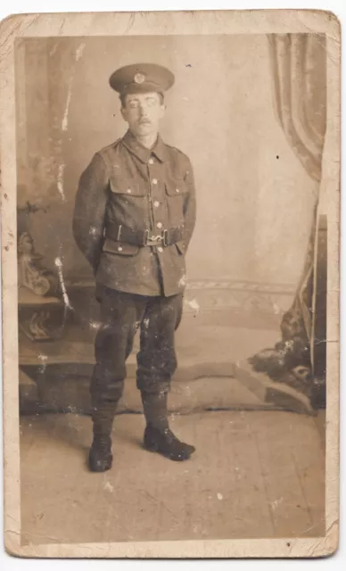 WW1 Era Studio Portrait of Standing Soldier RP PPC, Unposted