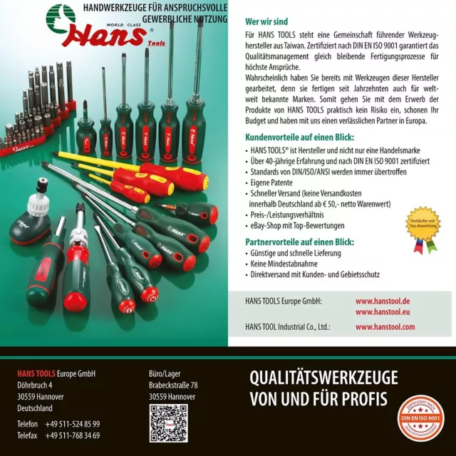 HANS TOOLS Kreuz-Schlitz-Schraubendreher Satz PH + PZ  VDE 1000V 5-teilig 2