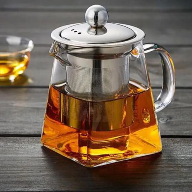 Heat Resistant Glass Teapot With Stainless Steel Infuser Tea Pot Container