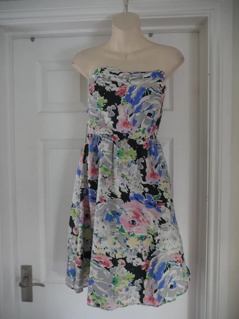 Abito da donna in cotone senza spalline taglia 12 Be Be Beau Ossato Vibrante Floreale Paty estivo