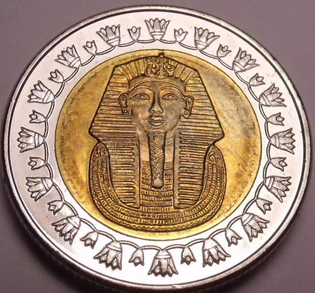 Gem Unc Bi-Metal Egypt 2007 1 Pound~King Tutankhamun~Read The History~Free Ship