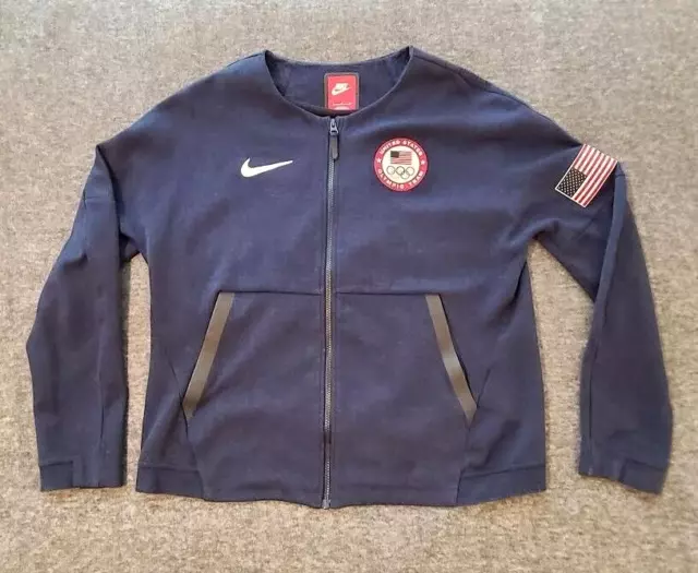 NIKE USA Olympic Team Tech Jacket Women's Size LG Large Blue 806996-473