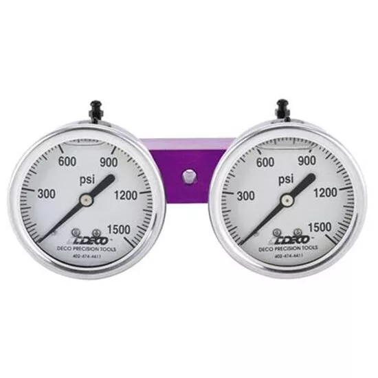 Dual Brake Pressure Gauge, 0-1500 PSI, White Face