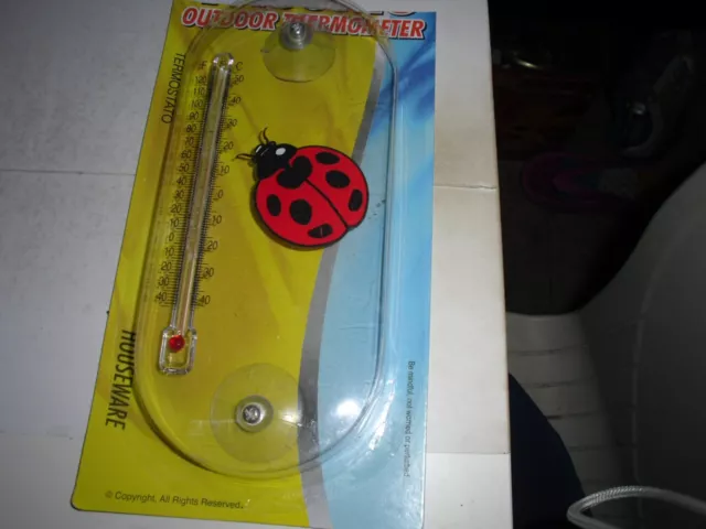 Wall Thermometer 3 1/2" X 8" indoor / outdoor wall Thermometer F & C Lady Bug