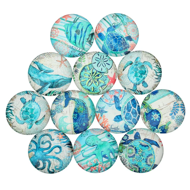 20 Stück Ocean Handgemachte Flatback Glas Cabochon Dome Cameo Schmuck Setting