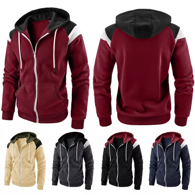 Men's Winter Athletic Warm Soft Sherpa Lined Fleece Zip Up Sweater Jacket Hoodie