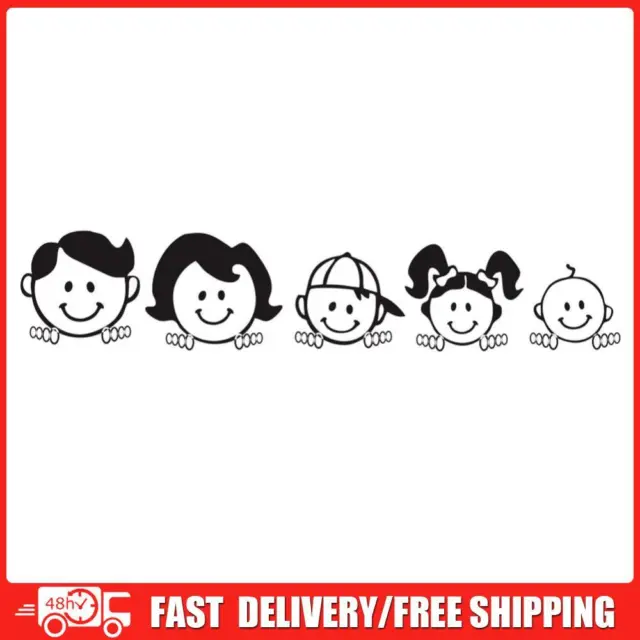5x25cm Happy Family Car Sticker Art Design Pattern for Windshield (Black)