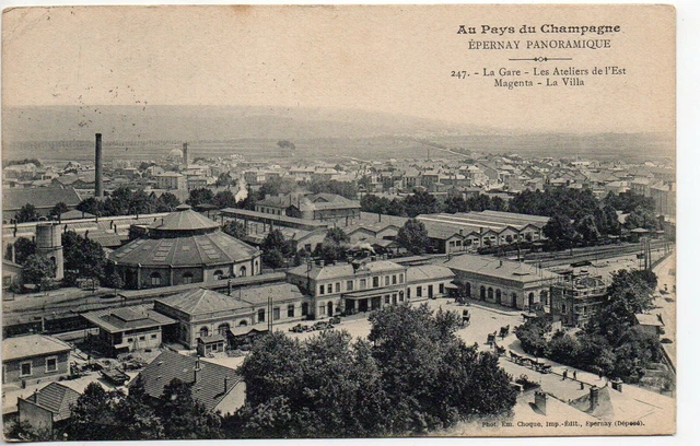 EPERNAY - Marne - CPA 51 - Gare Trains - Vue de la gare et des ateliers