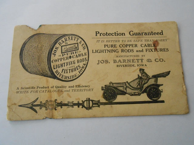 antique advertising car weathervane ink blotter Jos Barnett Iowa