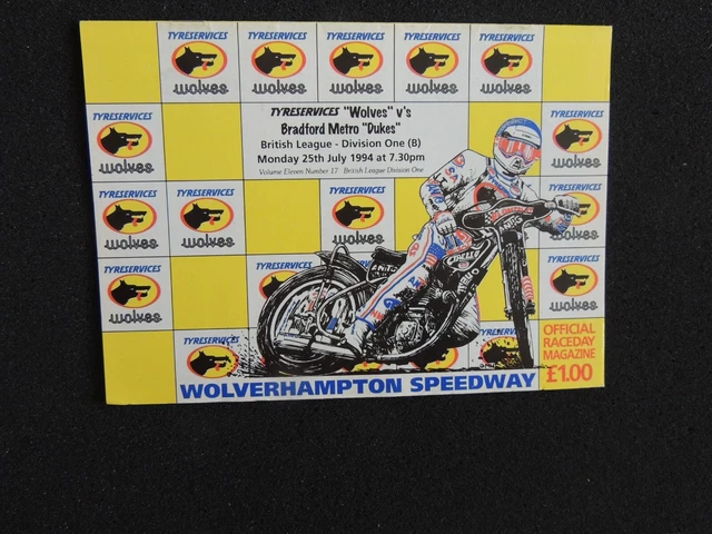 Wolverhampton Speedway v Bradford Metro 25th July 1994  Programme
