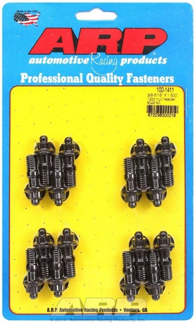 Arp Header Stud 1.500 In 12 Point Nuts Black Oxide Universal 16 Pc P/N 100-1411