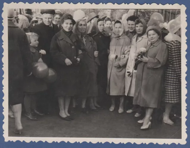 Beautiful Guys and Girls on Parade Soviet Vintage Photo USSR
