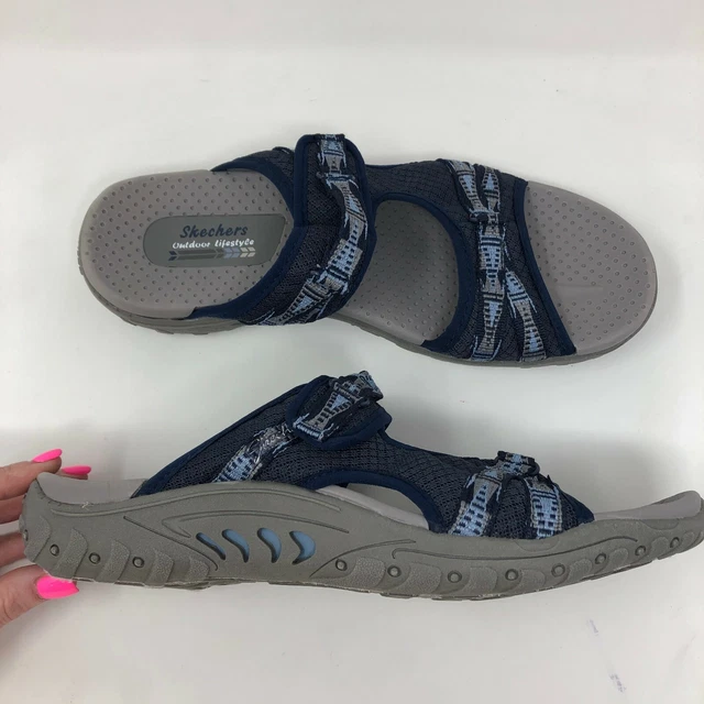 SKECHERS SLIDES SANDALS Womens 11 Blue Reggae Fizzle A9 03 17.42