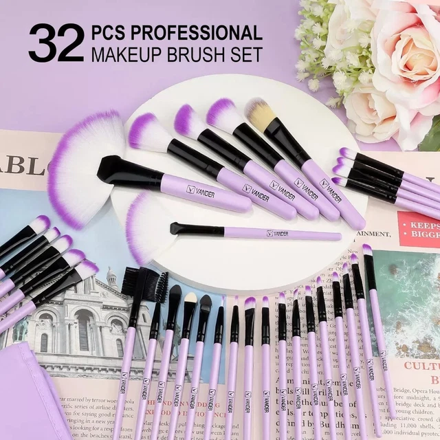 32pz Pennelli Per trucco Make Up, Setole morbide Brush, Set complet