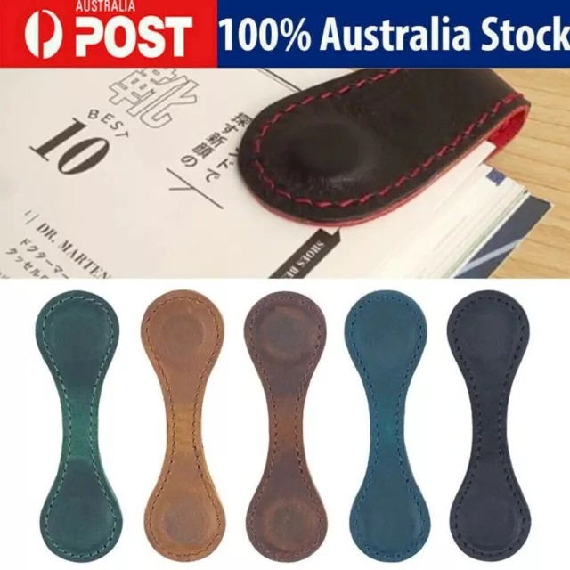 Magnetic Bookmark Leather Handmade Cowhide Paper Clip Notebook Decor AU