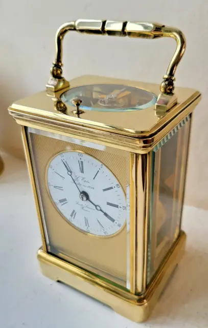 Gorgeous Bright Engine Turned Face L'epee Striking Repeating Carriage Clock