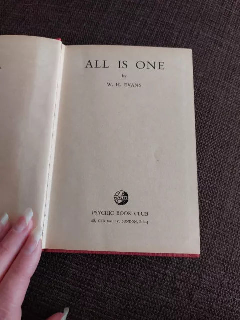 All Is One Evans Red Psychic Book Club First Edition 1953 HB