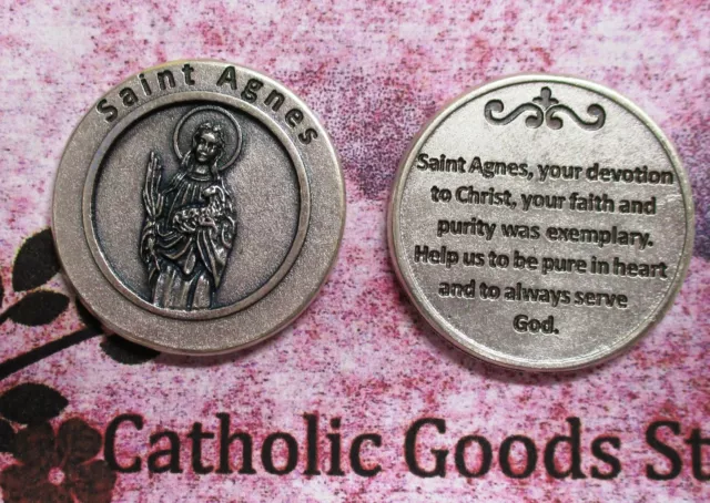 St. Saint. Agnes - Prayer to Saint Agnes - Pocket Coin - Token