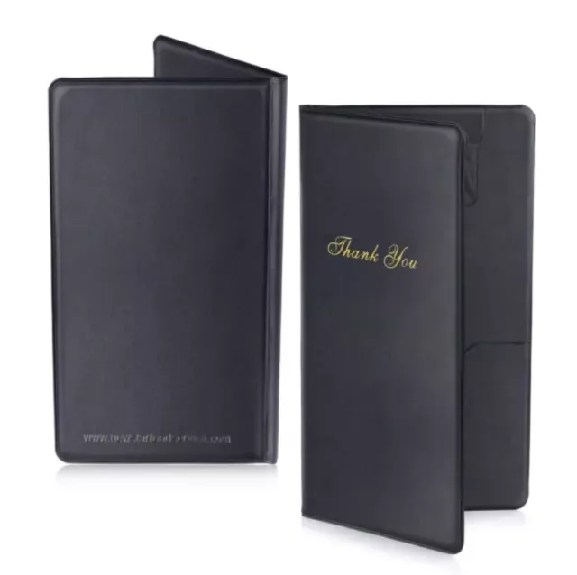 Guest Check Card Holder Presenter - 60 Pack Restaurant Server Bill Book - Black