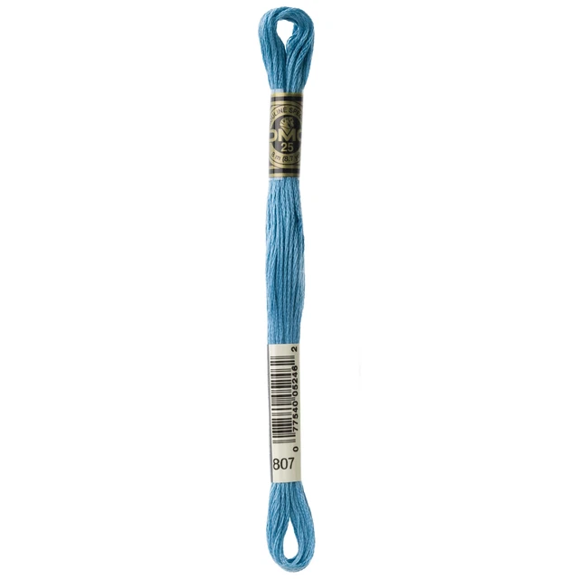 Paquete de 12 DMC 6 hilos bordado algodón 8,7 yardas azul pavo real -117-807