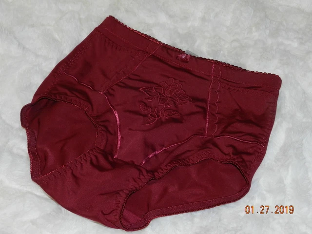 VTG Burgundy Stretch Sexy Brief Panty Shaper Silky S Small