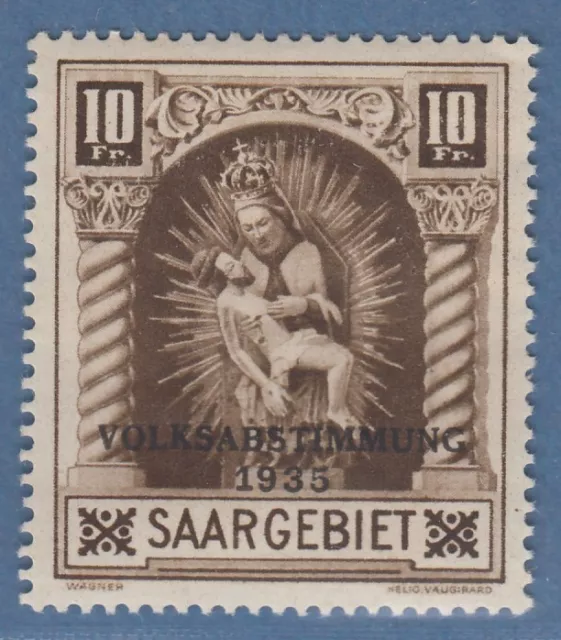 Saar 10 Fr. Madonna von Blieskastel mit Aufdruck VOLKSABSTIMMUNG Mi.-Nr. 194 **