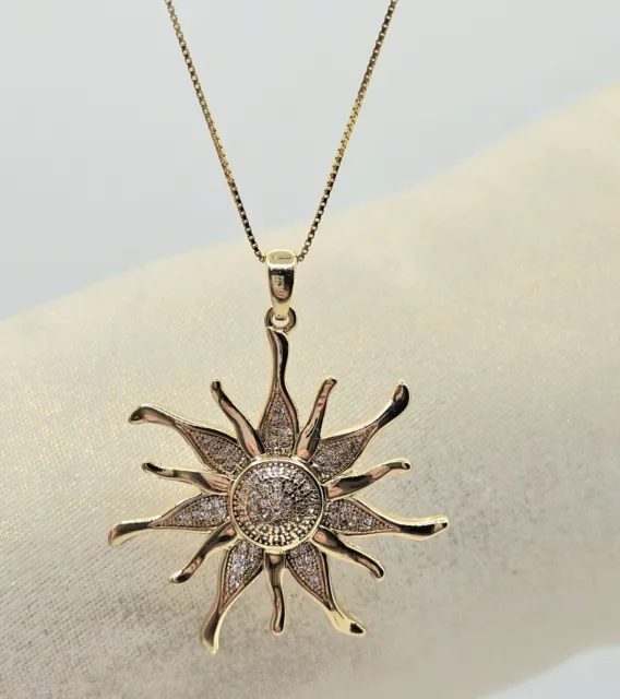 Bohemian Pave CZ SUN Necklace  Gold-Plated SUMMER Perfect Gift For Women Girls 2