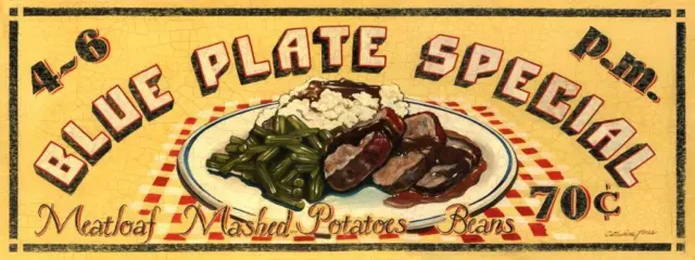 Blue Plate Special  Metal Sign, Vintage Diner Comfort Food, Retro Kitchen, Decor