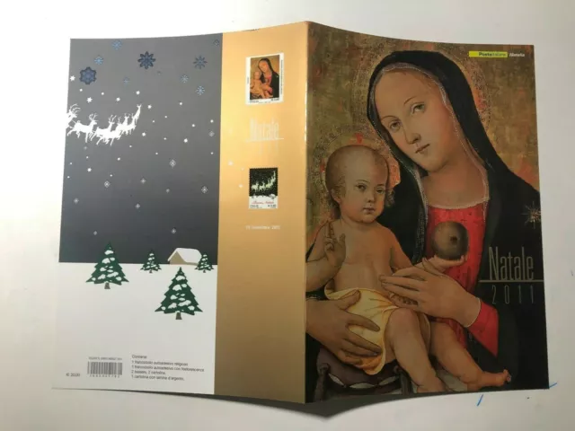 2011 Folder Filatelico Natale Soggetto Laico e Religioso e Lamina Argento