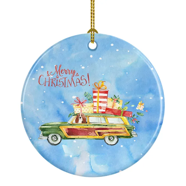 Basset Hound Merry Christmas Ceramic Ornament CK2393CO1