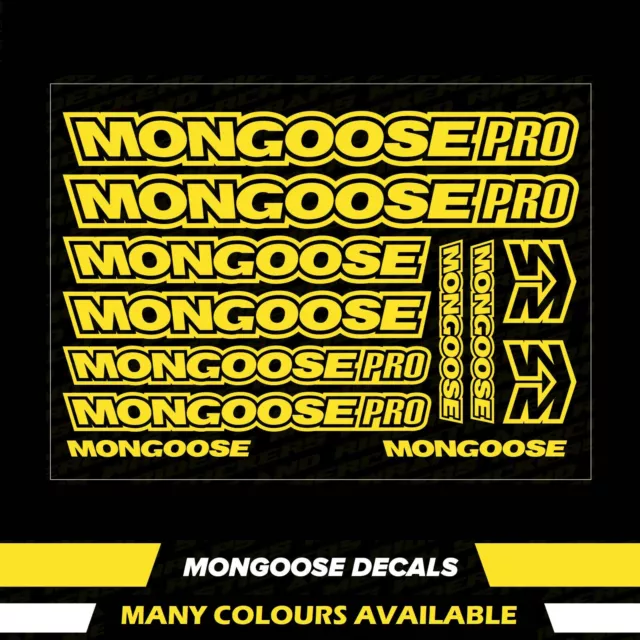 MONGOOSE BMX FRAME Decals Stickers - MANY colours - Vinyl Cycling MTB Bike