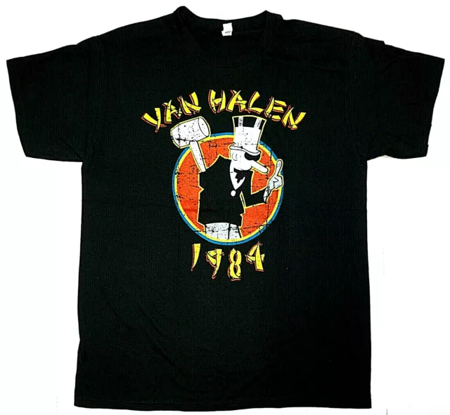 VAN HALEN T-shirt Distressed Classic Rock Heavy Metal Tee Men's Black New