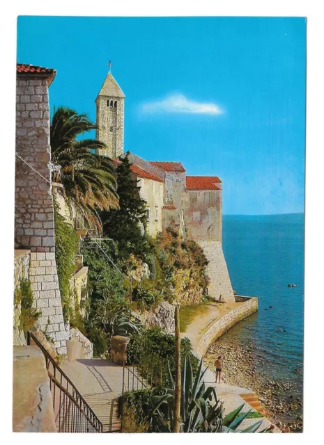 Croatia Rab Island Adriatic Sea Cliffs Old Town Vtg Vjesnik Zagreb 4X6 Postcard