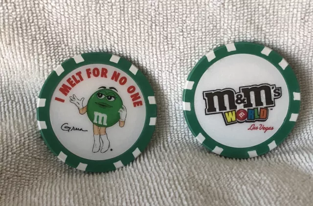Green M&M's World Las Vegas Poker Chip No Denomination MINT