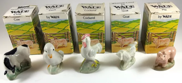 Wade Whimsie Land Set 3 "Farmyard"  1985 Complete Set Of 5 In Boxes