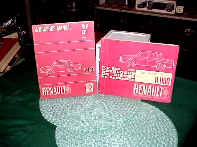 1967-70 Renault R1190 (R10) Workshop Manual And Factory Parts Books Rare Orig.