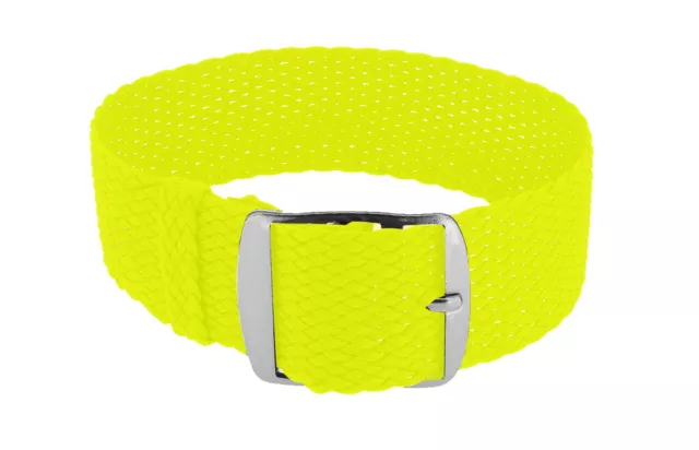 Minott Bracelet Montre Jaune Fluo Fibre Polyamide Tressé Boucle de Pin 20mm