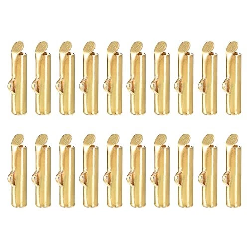 200Pcs Slide on End Clasps 13mm Tube Ball Bead Slider Crimp Ends for Multi-St...