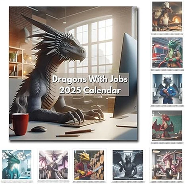 DRAGONS WITH JOBS 2025 Calendar, 2025 Zodiac Dragons Fantasy Wall Calendar £10.79 - PicClick UK